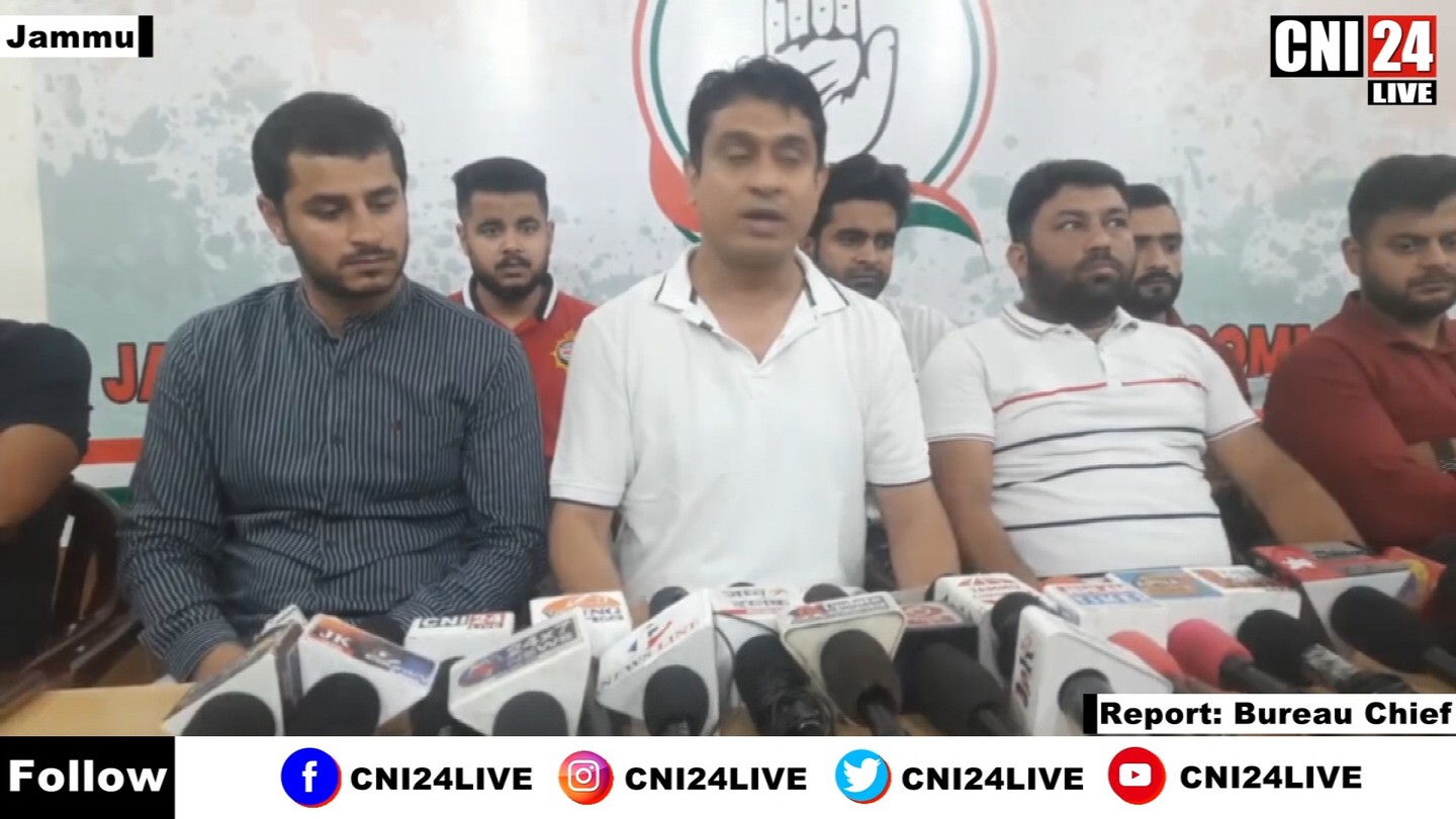 Uday Bhanu Chib, President of the J&K Youth Congress, briefs the media on the Agneepath Scheme