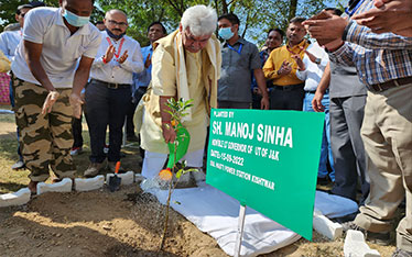 Lieutenant Governor Manoj Sinha participated in NHPC’s plantation Programme at Kishtwar
