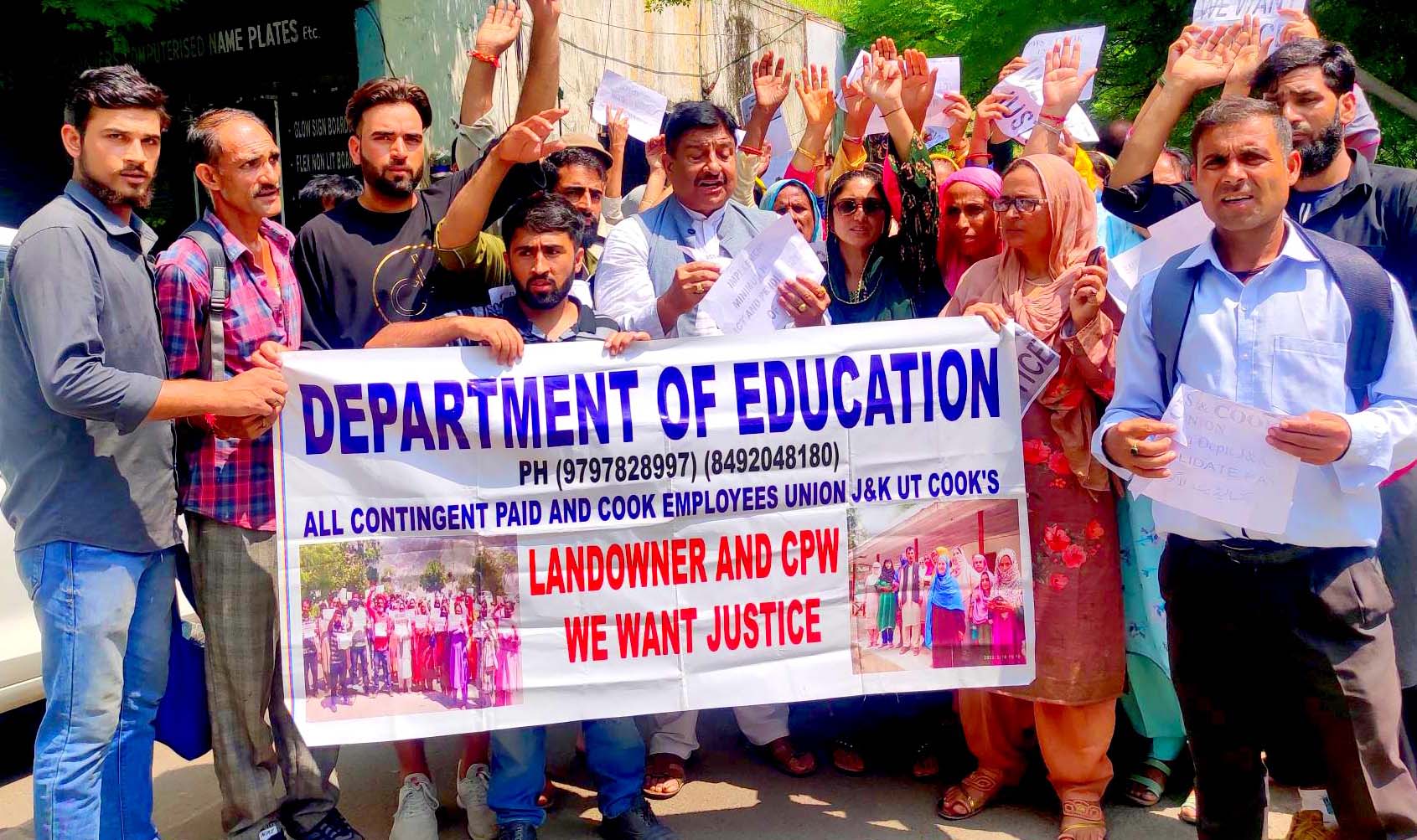 Sunil Dimple led a strong protest for the regularization, and enhancement of CPW workers, education department cook, land donors