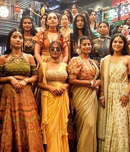 World University of Design students walk the ramp for Label Ritu Kumar, mulmul and Frontier Raas at DLF Avenue